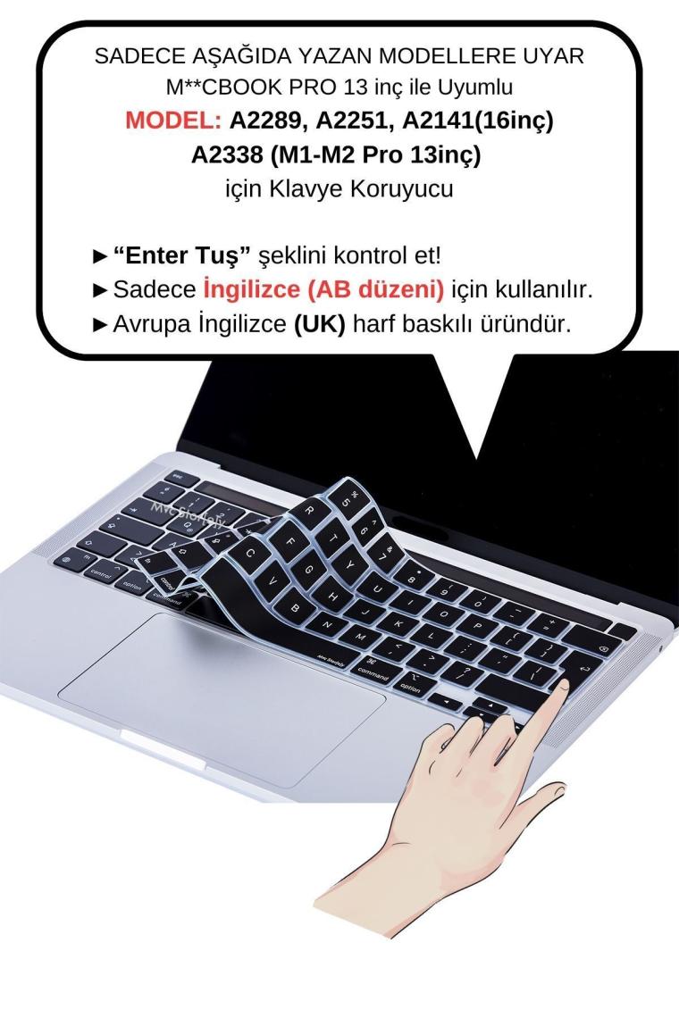 Macbook Klavye Koruyucu Mac Pro 13inç M1-m2 Için (UK-İNGİLİZCE) A2338 A2289 A2251 A2141 Iıe Uyumlu