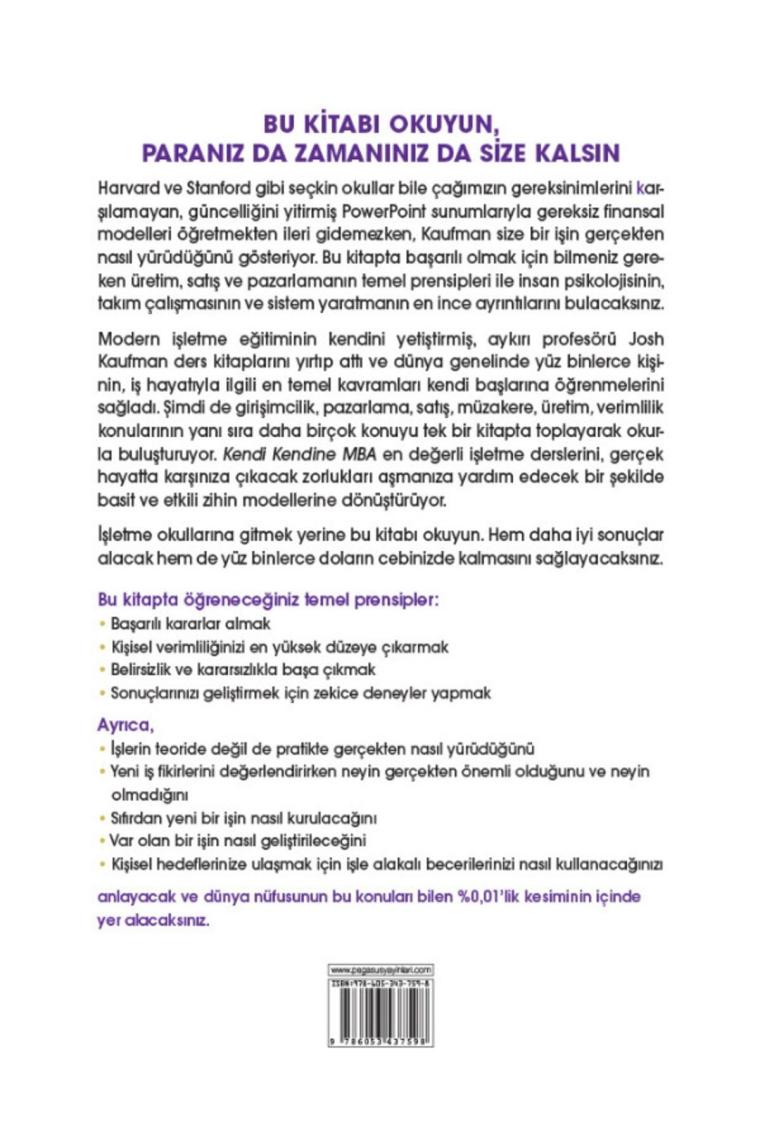 Kendi Kendine Mba: Tek Bir Kitapta Birinci Sınıf Işletme Eğitimi - Josh Kaufman