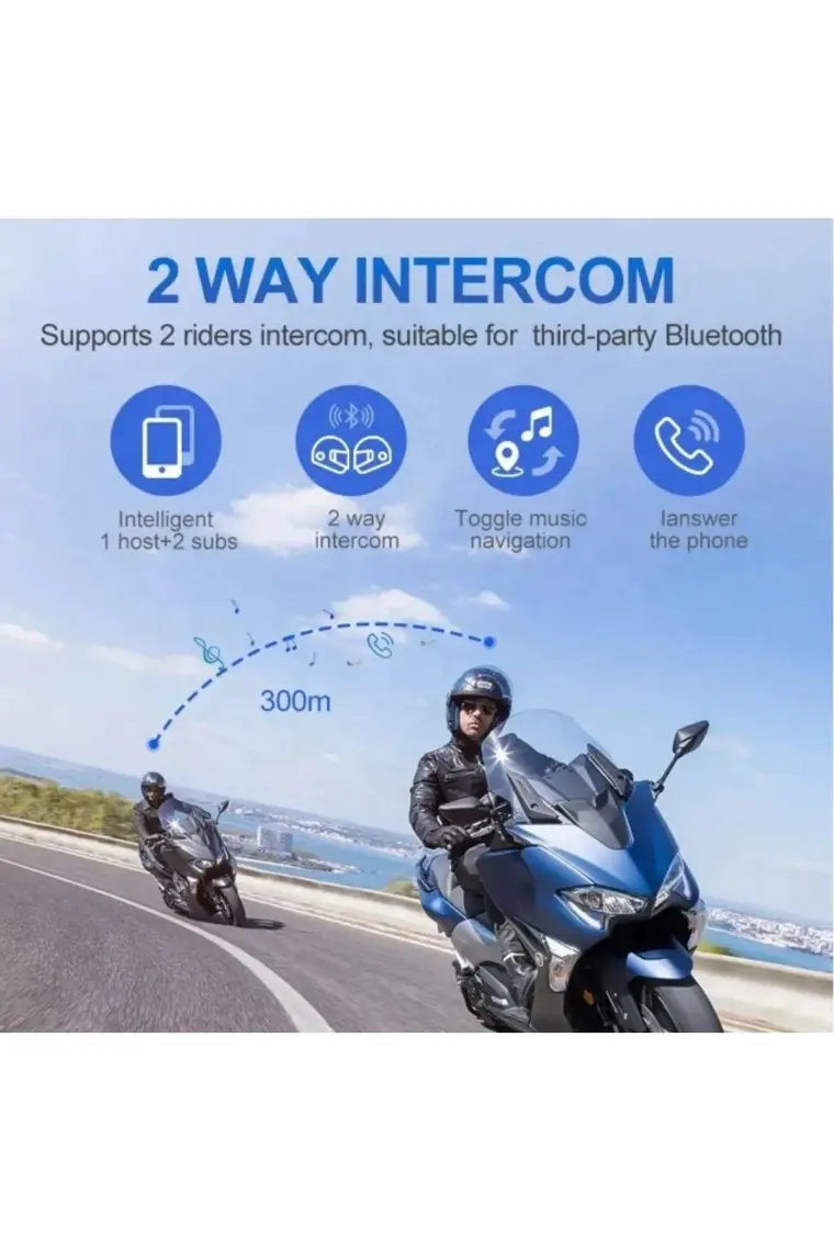 ROSE TEKNOLOJİ Y20MAX Telsiz Özellikli Su Geçirmez 5.3 Motosiklet Kask Kulaklık Işıklı Intercom
