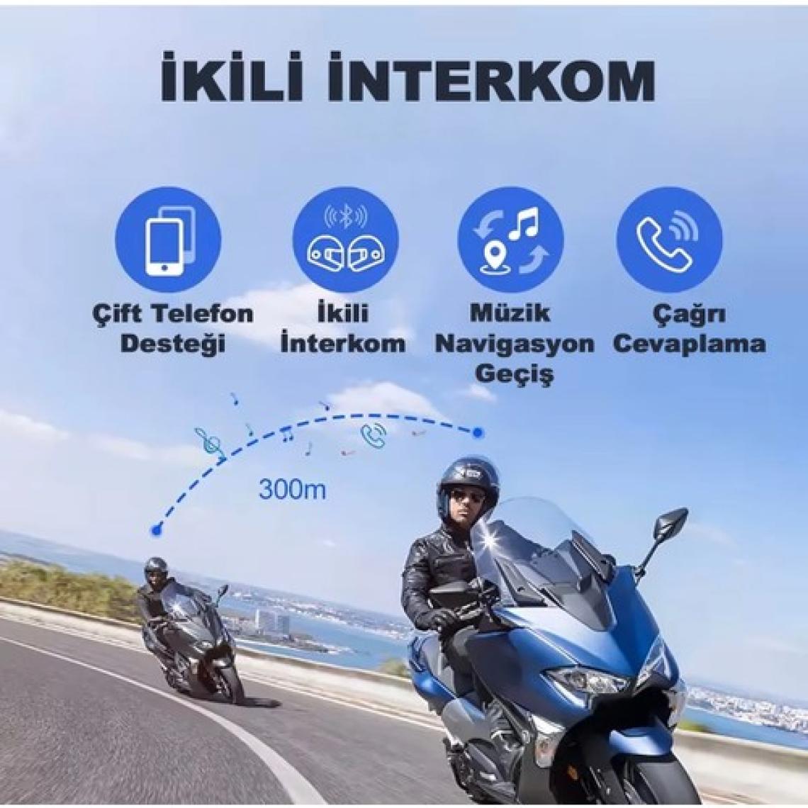 Serreha Y20 Max Su Geçirmez Kask 2 Kişi Bağlantılı Rgb Intercom