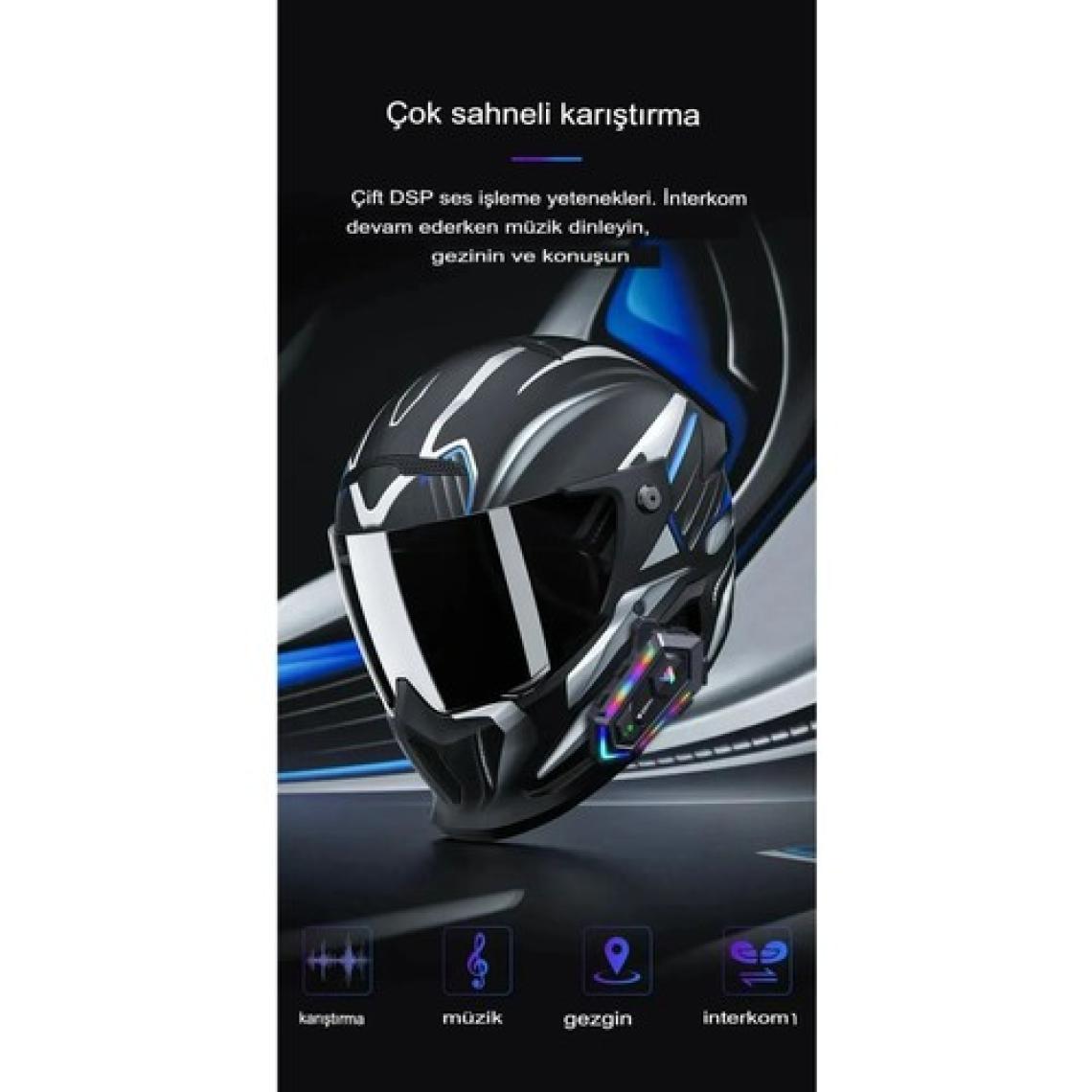 2 Adet Y20 Max Telsiz Özellikli 5.3 Motosiklet Kask Kulaklık Intercom Işıklı Motorsiklet Interkom