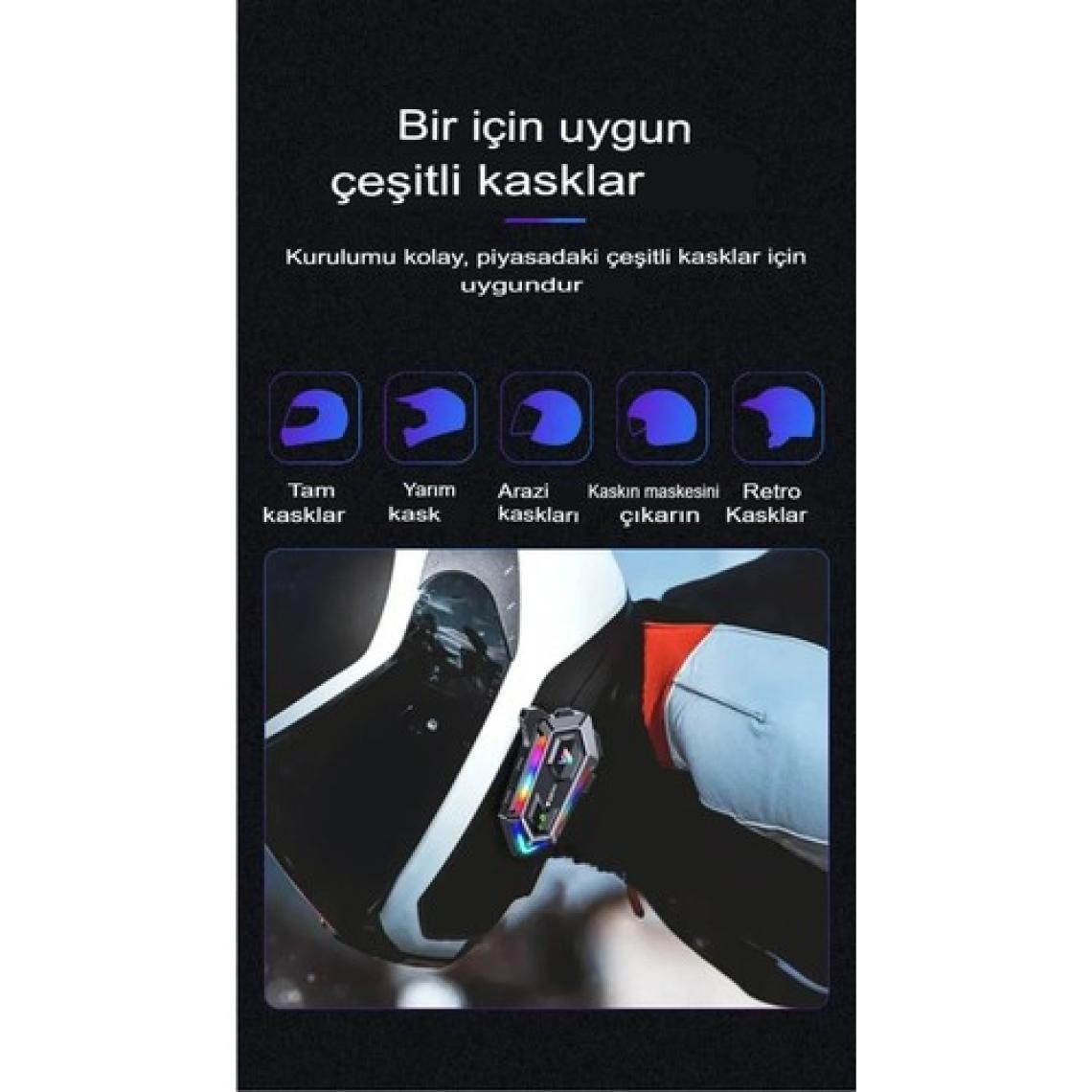 2 Adet Y20 Max Telsiz Özellikli 5.3 Motosiklet Kask Kulaklık Intercom Işıklı Motorsiklet Interkom
