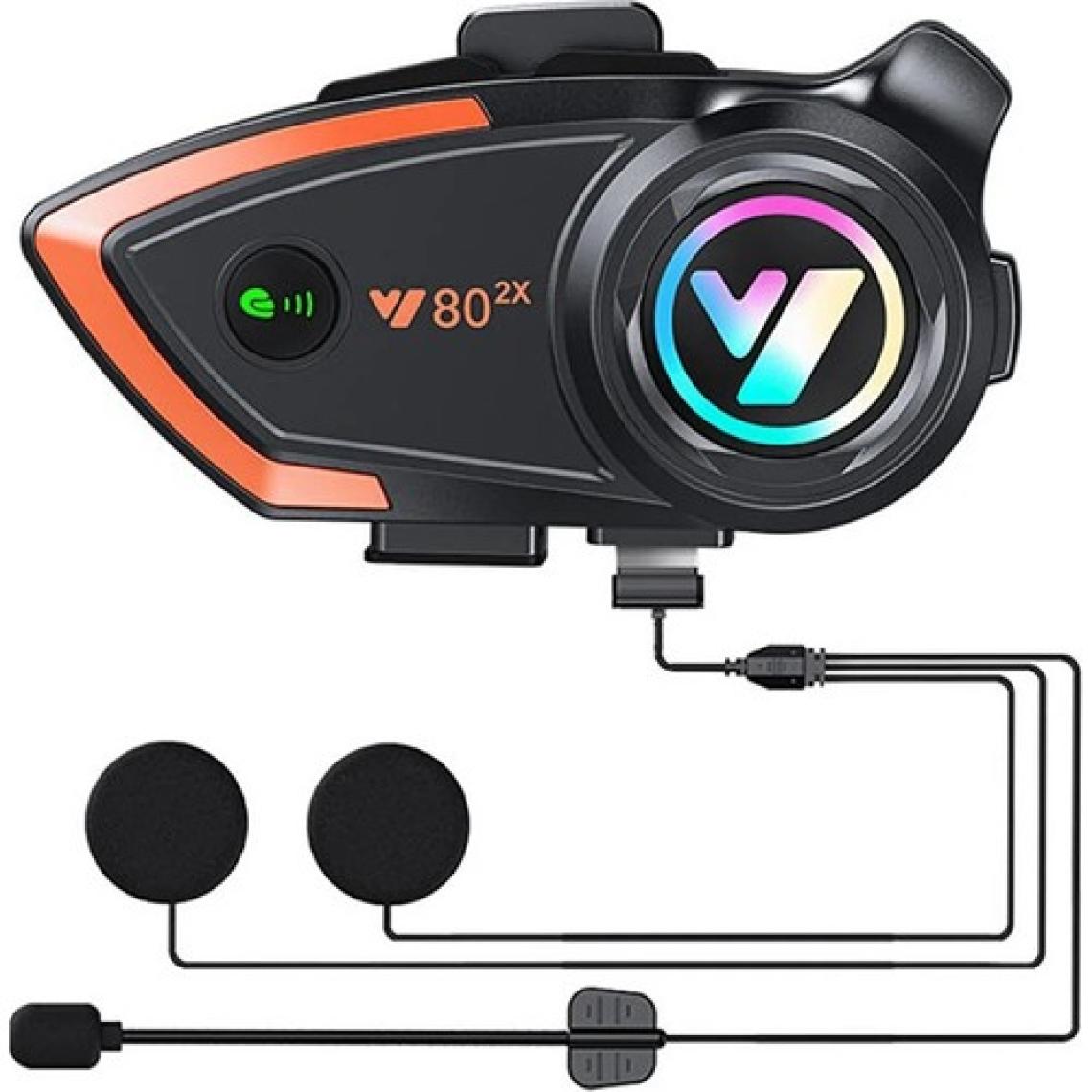 Comse Y80 2x Motosiklet Intercom 2 Kişilik Bağlantı Rgb Işıklı Bluetooth Kulaklık Seti