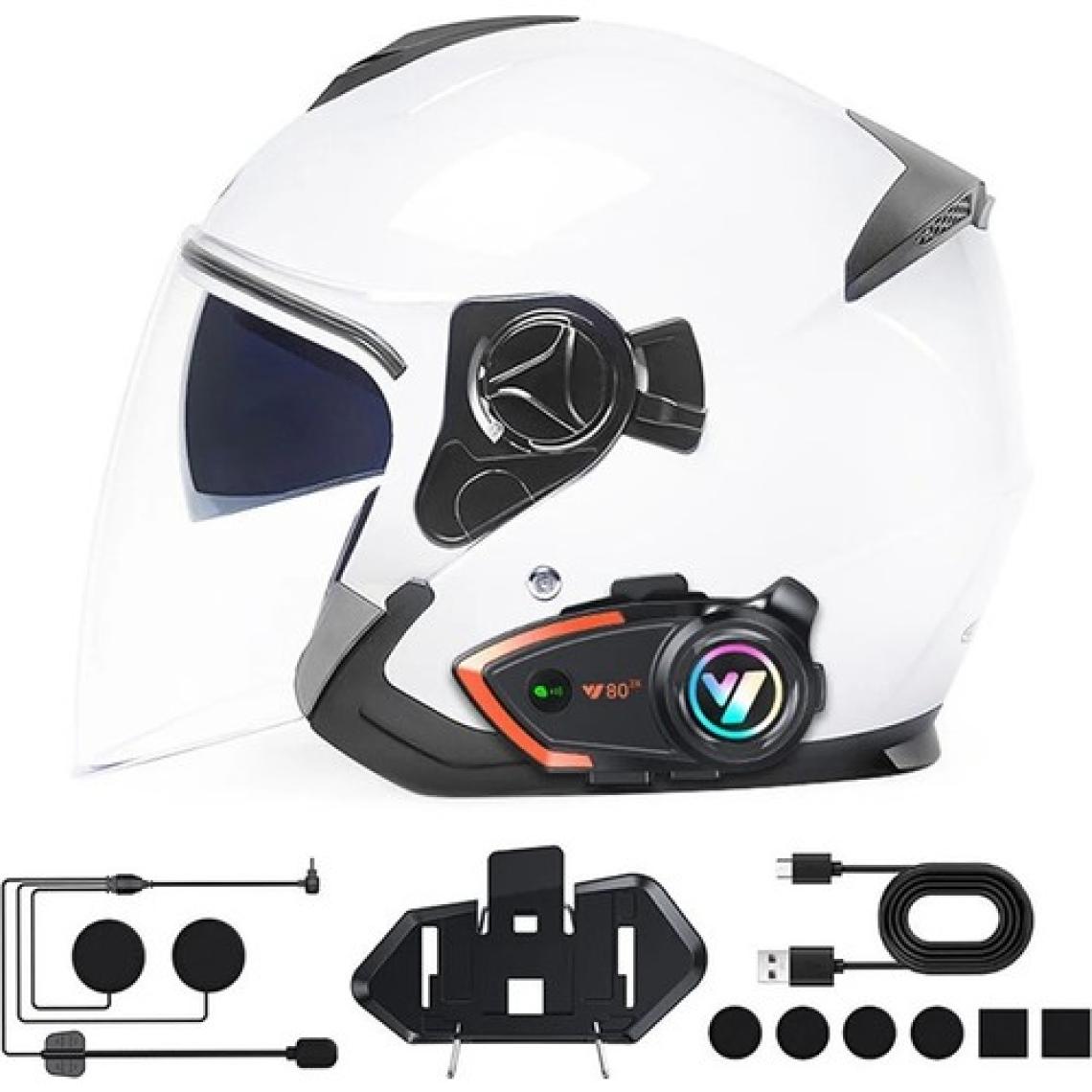 Comse Y80 2x Motosiklet Intercom 2 Kişilik Bağlantı Rgb Işıklı Bluetooth Kulaklık Seti
