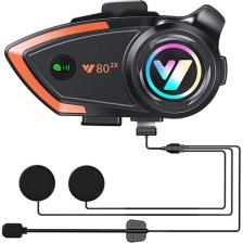 Comse Y80 2x Motosiklet Intercom 2 Kişilik Bağlantı Rgb Işıklı Bluetooth Kulaklık Seti