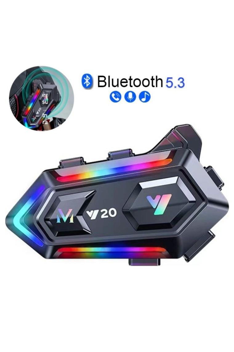 Shop Nova Y20 Motor Kurye Kask Kulaklık Rgb Modlu Bluetooth Motosiklet Kulaklık 5.3 Bluetooth Interkom