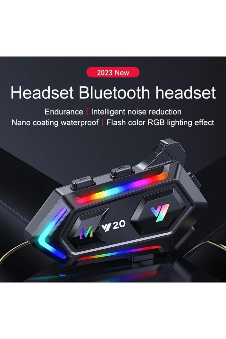 Shop Nova Y20 Motor Kurye Kask Kulaklık Rgb Modlu Bluetooth Motosiklet Kulaklık 5.3 Bluetooth Interkom