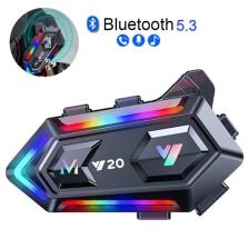 Shop Nova Y20 Motor Kurye Kask Kulaklık Rgb Modlu Bluetooth Motosiklet Kulaklık 5.3 Bluetooth Interkom