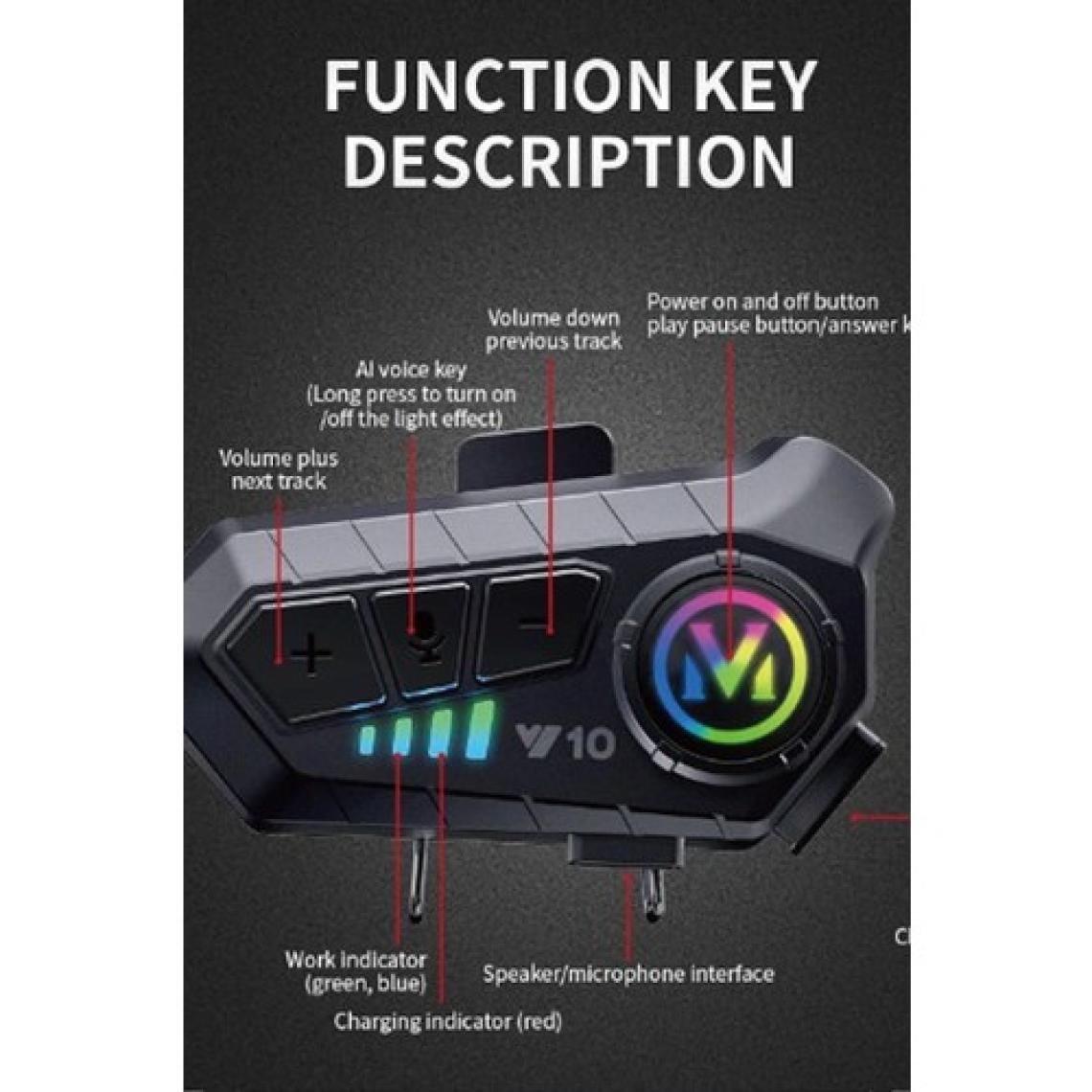 Vothoon Y10 Kask Kulaklık Bluetooth Motosiklet Kulaklık 5,3 Bluetooth Intercom Motorsiklet Kulaklık