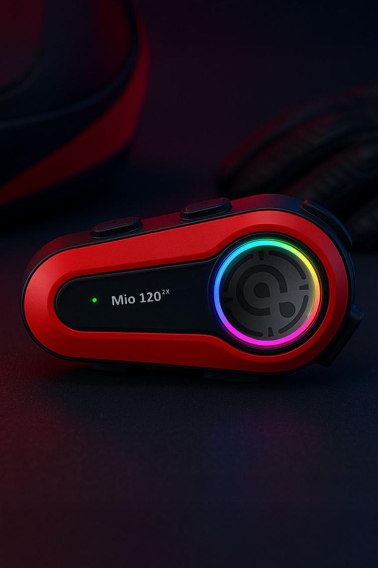 Mioji Mio 120 2x RGB 1000mAh IPX6 1500m 2 Kişilik Kask Intercom Motosiklet Bluetooth Kulaklık