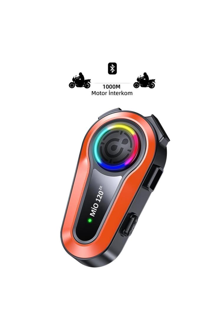 Mioji Mio 120 2x RGB 1000mAh IPX6 1500m 2 Kişilik Kask Intercom Motosiklet Bluetooth Kulaklık