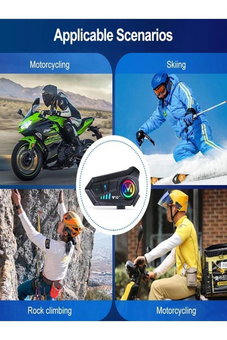 Deanb Y0010 Ipx6 Su Geçirmez Rgb Sesli Asistan Hd Ses 5.3 Bluetooth Wireless Interkom Kask Kulaklığı