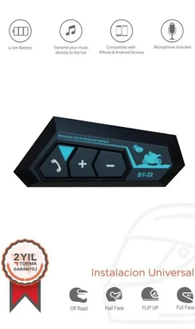 Torima Kask Kulaklık BT22 Bluetooth Motosiklet Kulaklık Intercom Motorsiklet Kulaklık