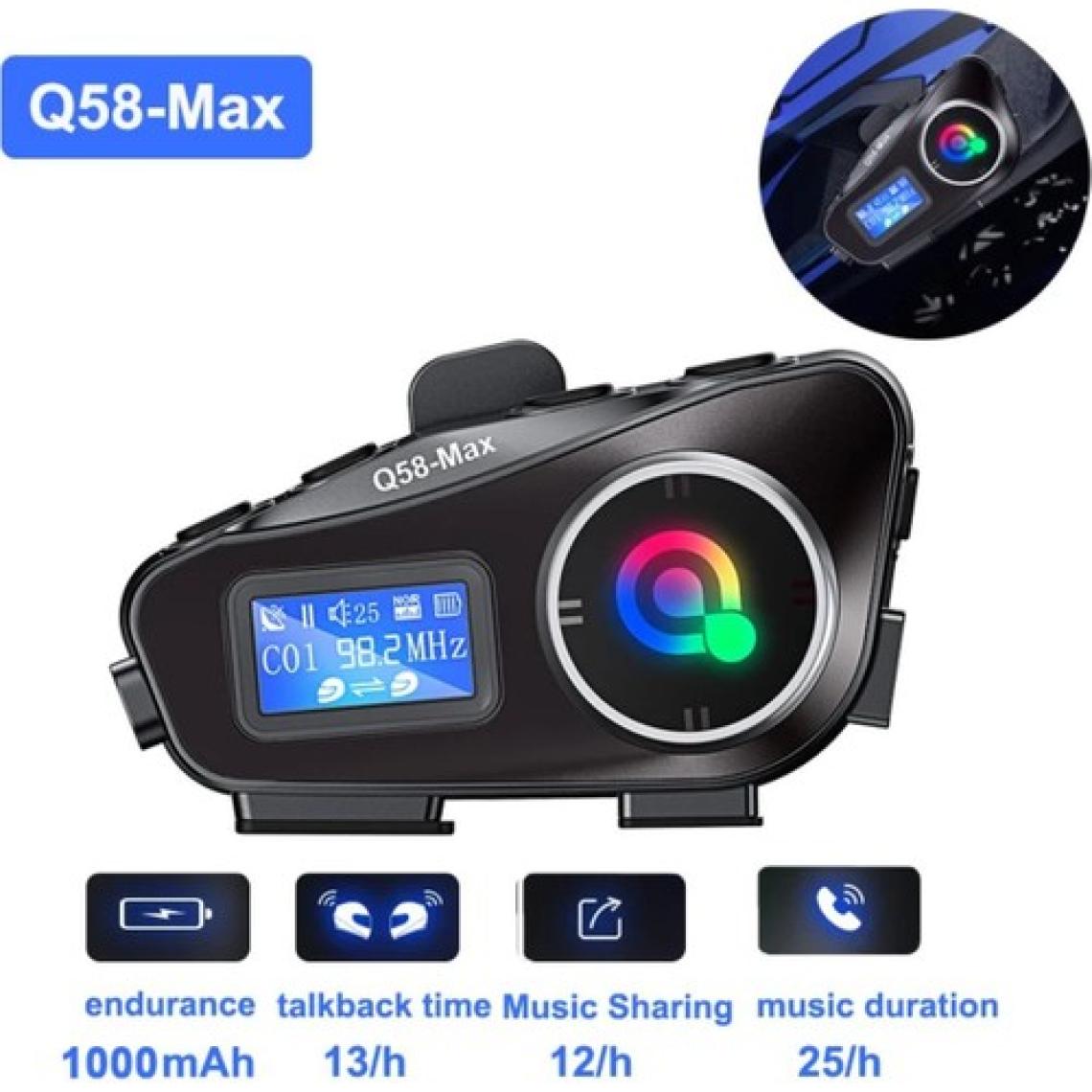 Q58 Max Dijitool Kablosuz Motosiklet Kaskı Interkom Çift Sürücü Iletişimi 500M Stereo Mp3 Fm Radyo