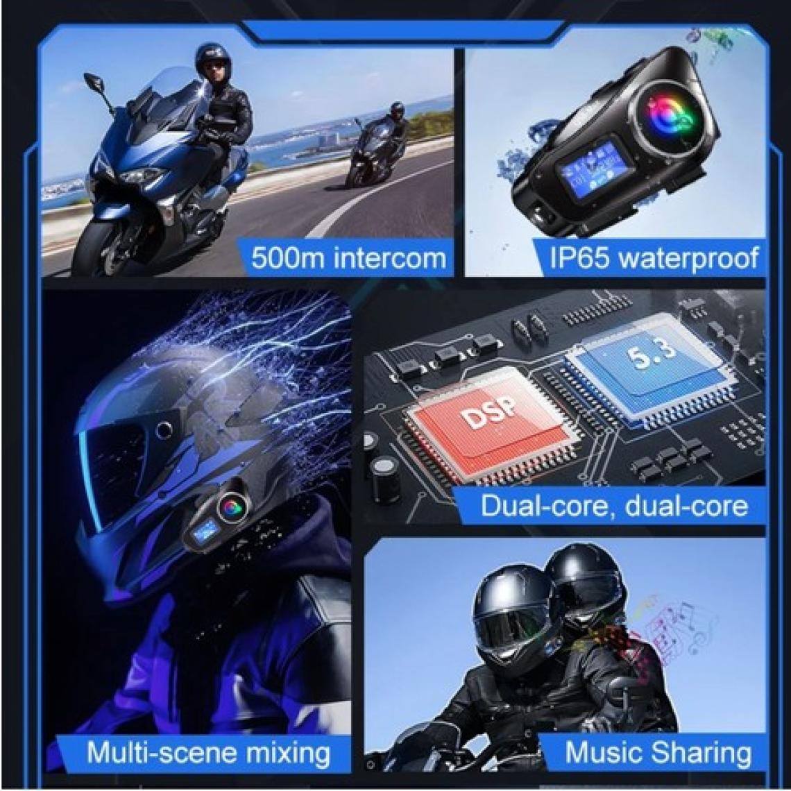Q58 Max Dijitool Kablosuz Motosiklet Kaskı Interkom Çift Sürücü Iletişimi 500M Stereo Mp3 Fm Radyo