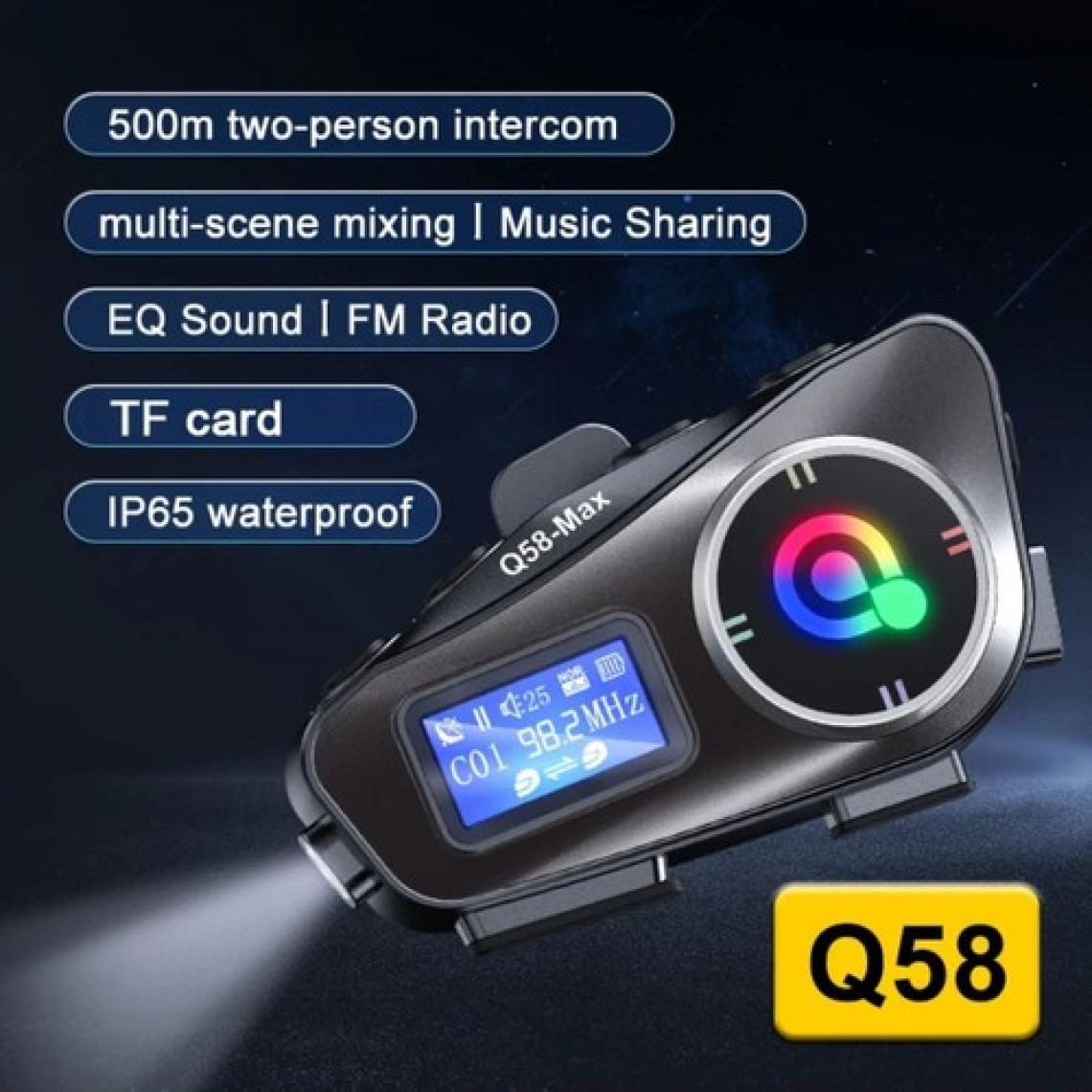 Q58 Max Dijitool Kablosuz Motosiklet Kaskı Interkom Çift Sürücü Iletişimi 500M Stereo Mp3 Fm Radyo