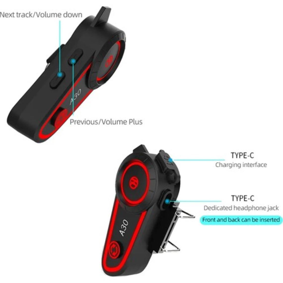 Vothoon A30 2X  Motosiklet Kask Kulaklık Intercom Işıklı 2 Eşleşme Özellikli