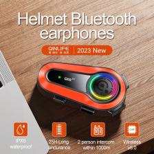 Enshall Q08-2X Rgb Işıklı Intercom 2 Kişi Bağlantılı 1000MAH Motosiklet Bluetooth Kulaklık Seti