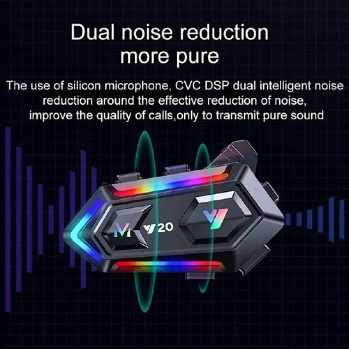 Vothoon Y20-0 Motor Kurye Kask Kulaklık Rgb Modlu Bluetooth Motosiklet Kulaklık 5.3 Bluetooth Interkom