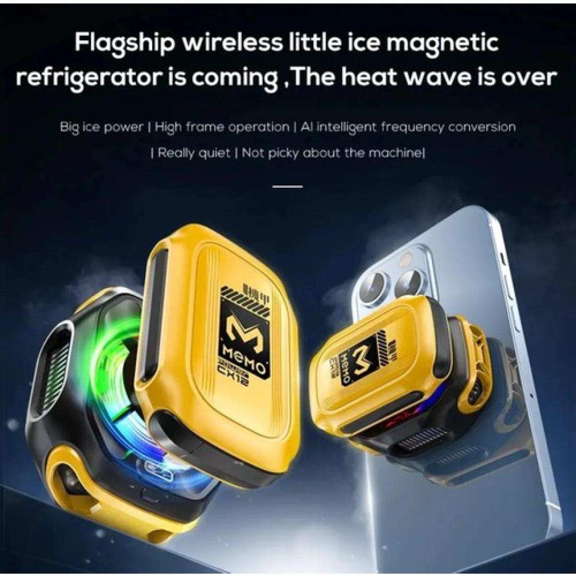 Serreha  Memo CX12 Manyetik Rgb Oyun Soğutucu, Pubg Için Powerbankli Kablosuz Radyatör Fan