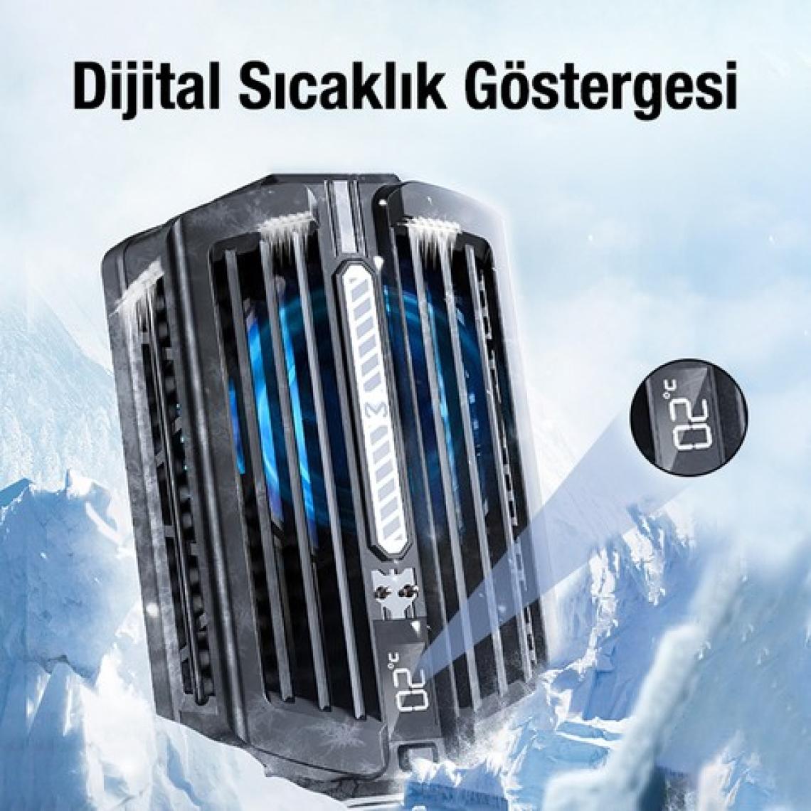 Memo DL10 Dijital Gösterge 2000MAH Powerbankli Telefon Soğutucu Fan Radyatör ALL-35352