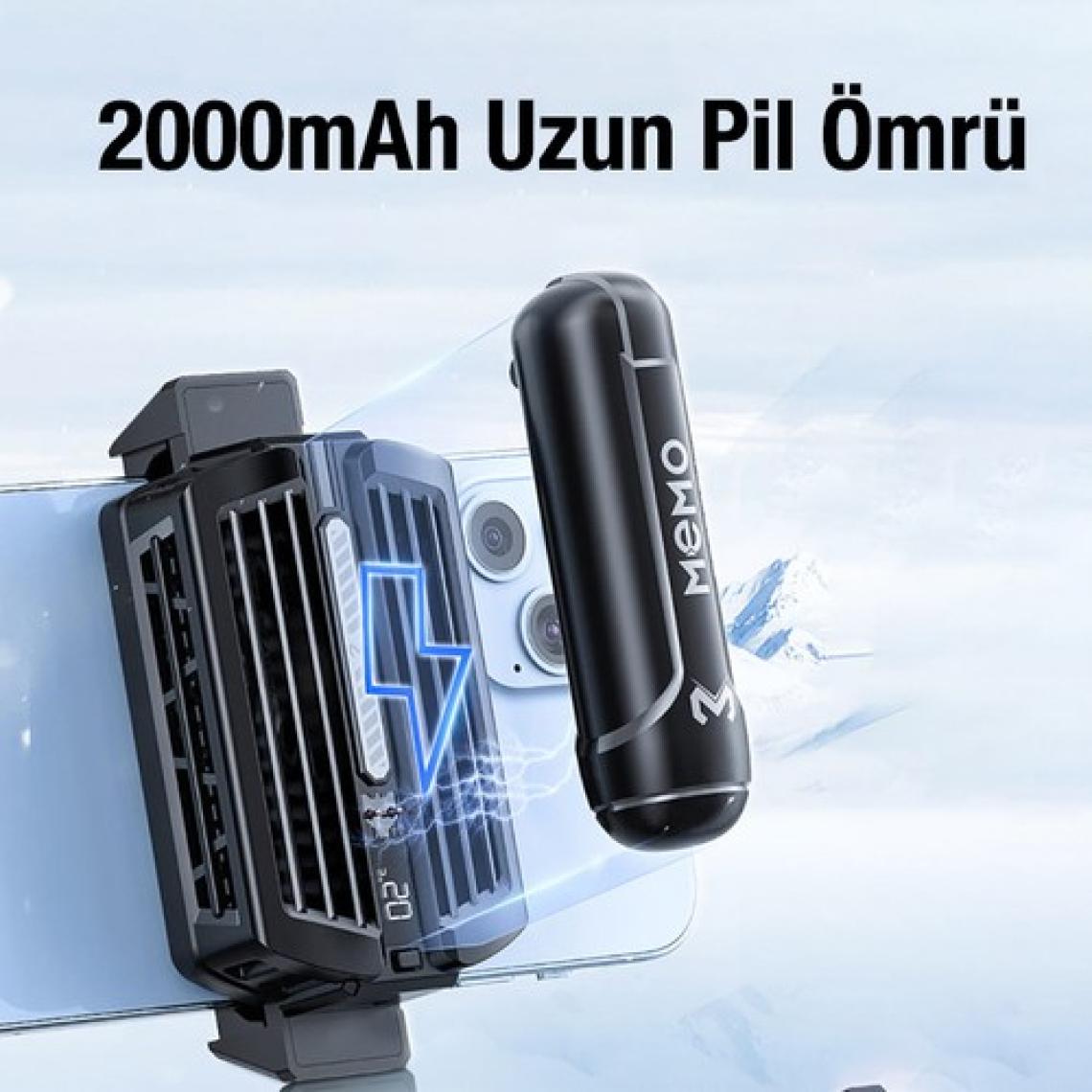 Memo DL10 Dijital Gösterge 2000MAH Powerbankli Telefon Soğutucu Fan Radyatör ALL-35352