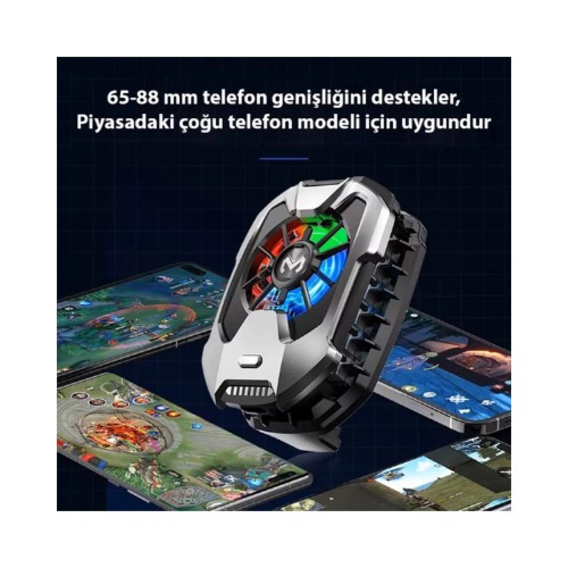 Memo Dla8 Cep Telefon Soğutma Fanı Radyatör Soğutucu Rgb LED Işıklı Gri