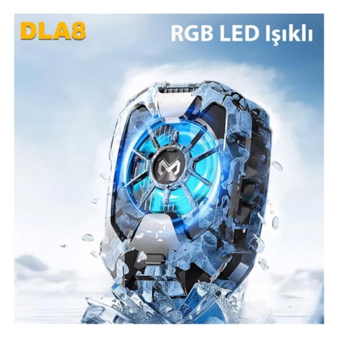Memo Dla8 Cep Telefon Soğutma Fanı Radyatör Soğutucu Rgb LED Işıklı Gri