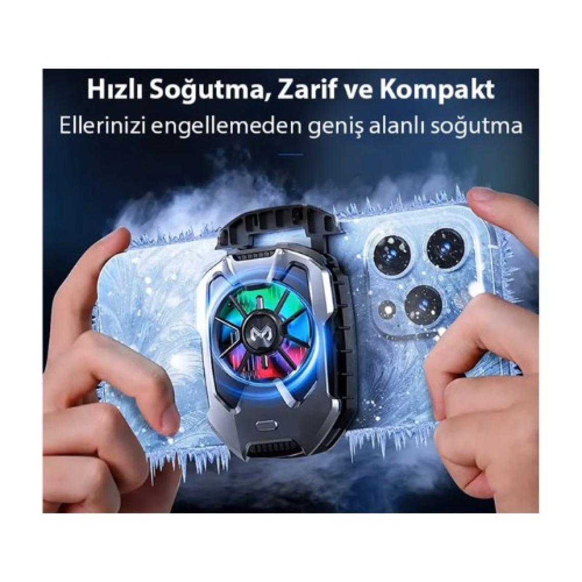 Memo Dla8 Cep Telefon Soğutma Fanı Radyatör Soğutucu Rgb LED Işıklı Gri