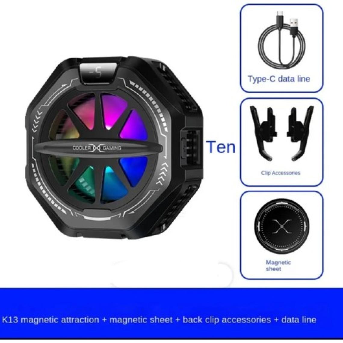 K13 Magsafe Destekli Güçlü Aluminyum Telefon Soğutucu Radyatör Kablolu Rgb Fan 4 Modlu Mıknatıslı ve Mandallı