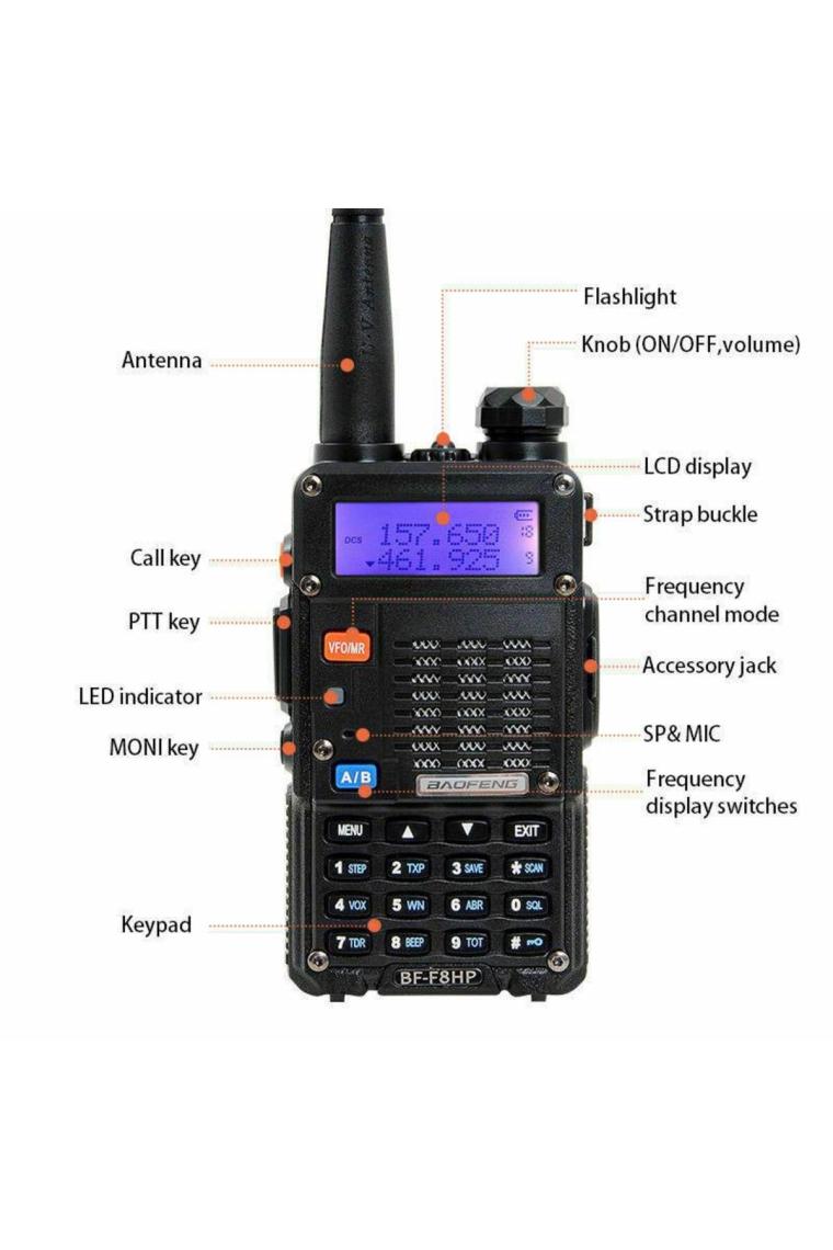 Baofeng BF-F8HP Dual Band 8 Watt Profesyonel El Telsizi - 3. Nesil Uv-5r