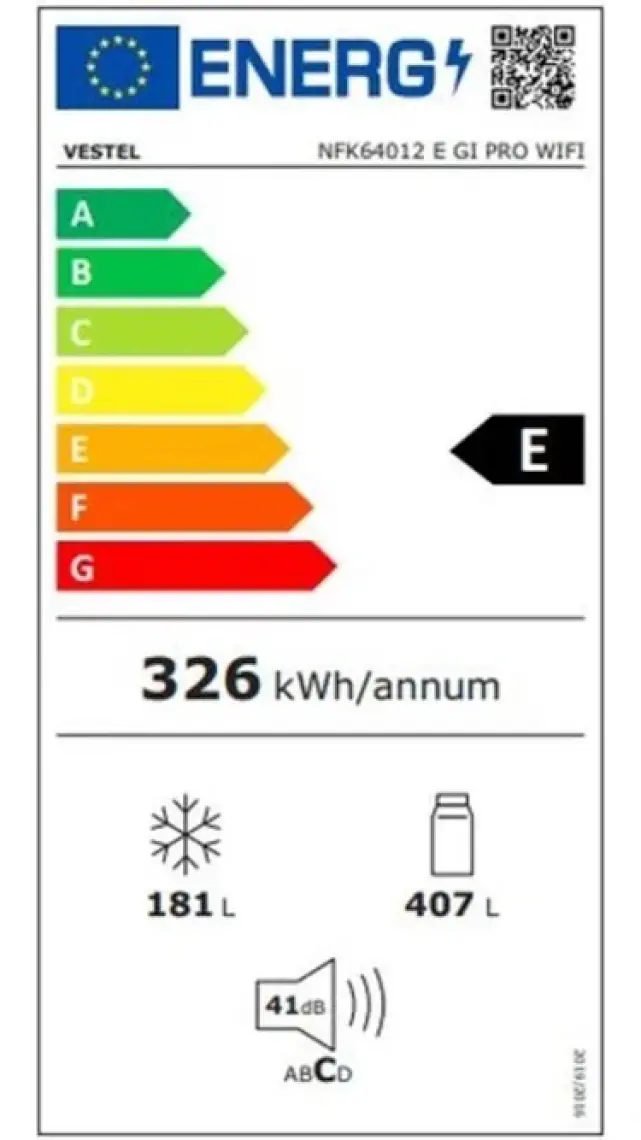 Vestel NFK64012 E Gı Pro Wıfı No-Frost Kombi Buzdolabı