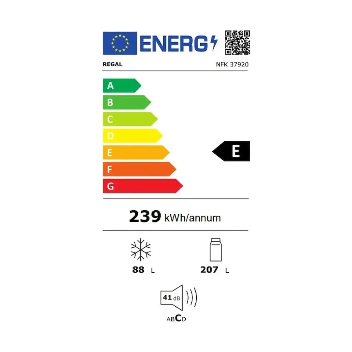 Regal Nfk 37920 E Enerji Sınıfı 294 Lt No Frost Kombi Buzdolabı