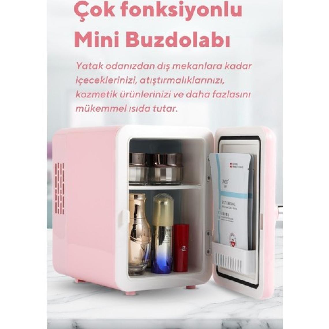 Kumtel Pembe Mini İçecek ve Kozmetik Buzdolabı