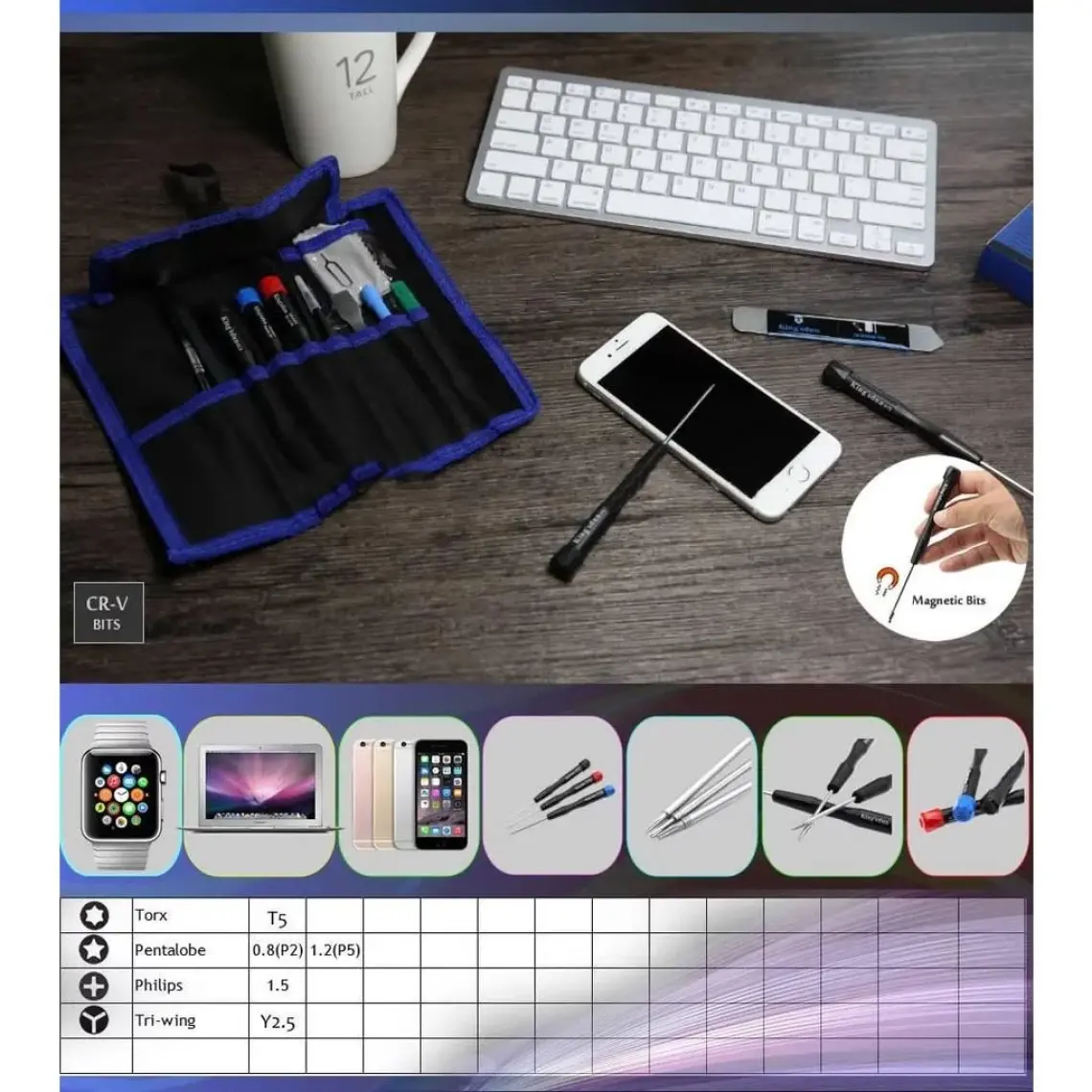 Kingsdun 14 Parça Kılıflı Macbook Pro Macbook Air Iphone Onarım Tamir Seti