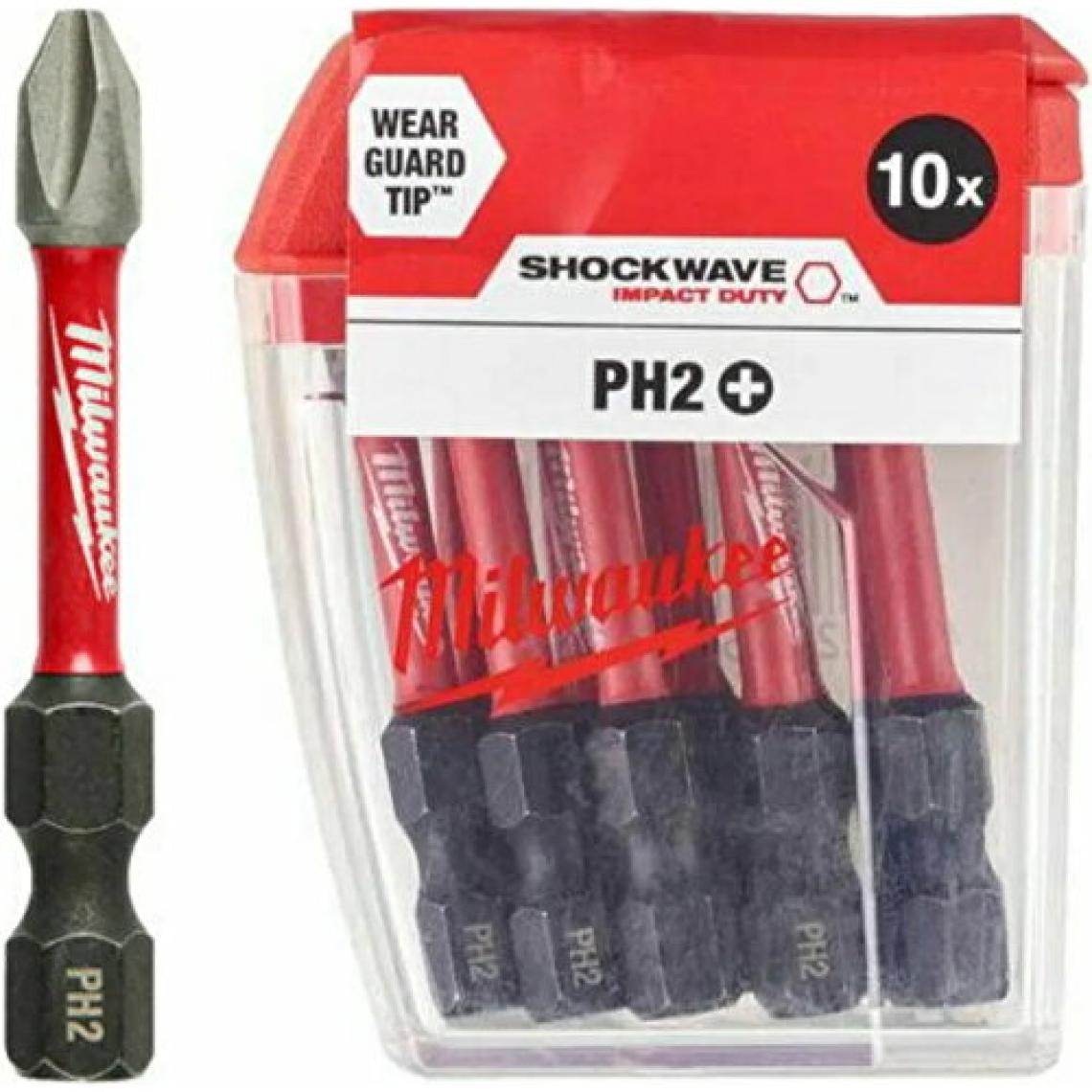Milwaukee Bits Uç Ph2 50 mm 10'lu Paket Shockwave