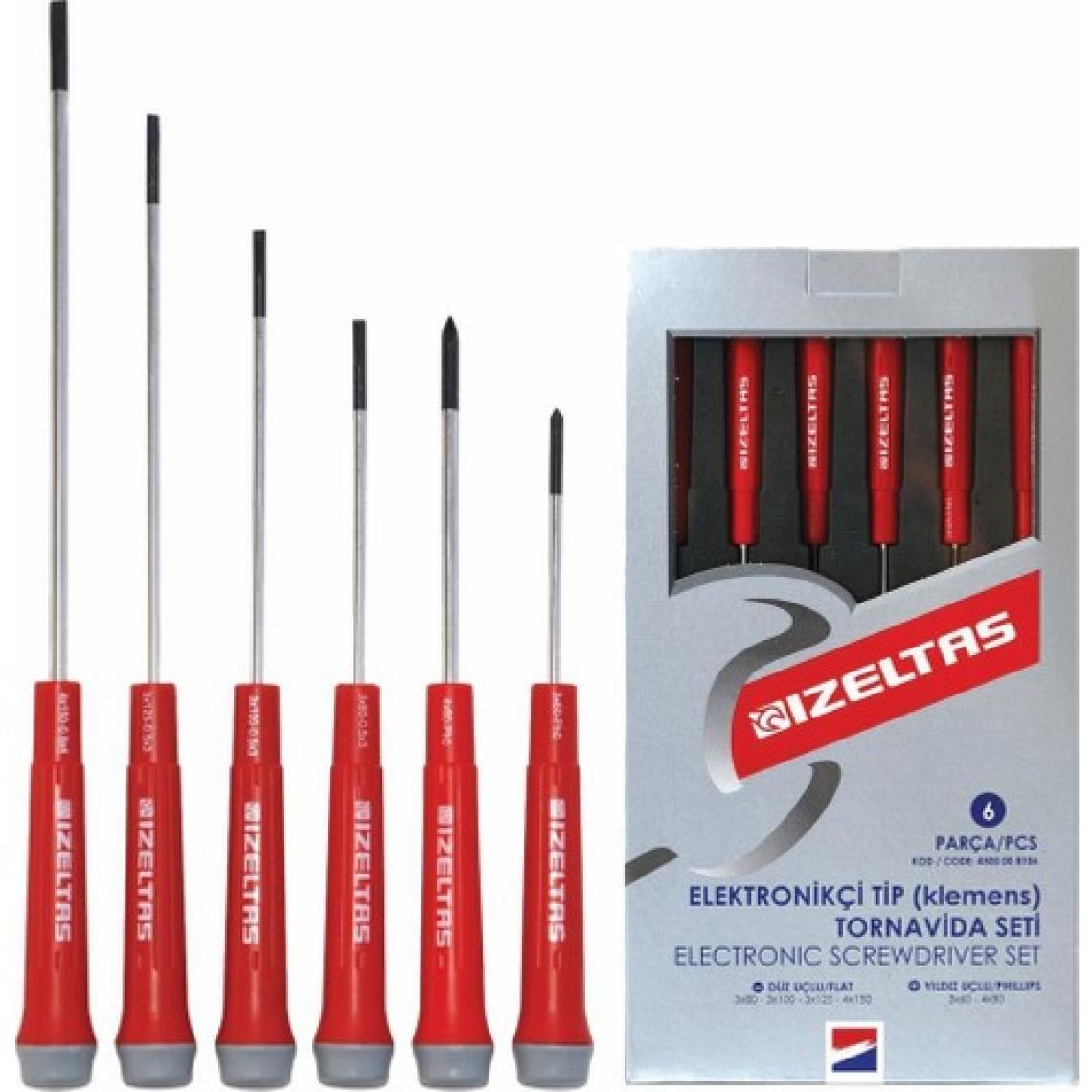 İzeltaş Elektronikçi Tip Tornavida Seti (Klemens) 6 Parça