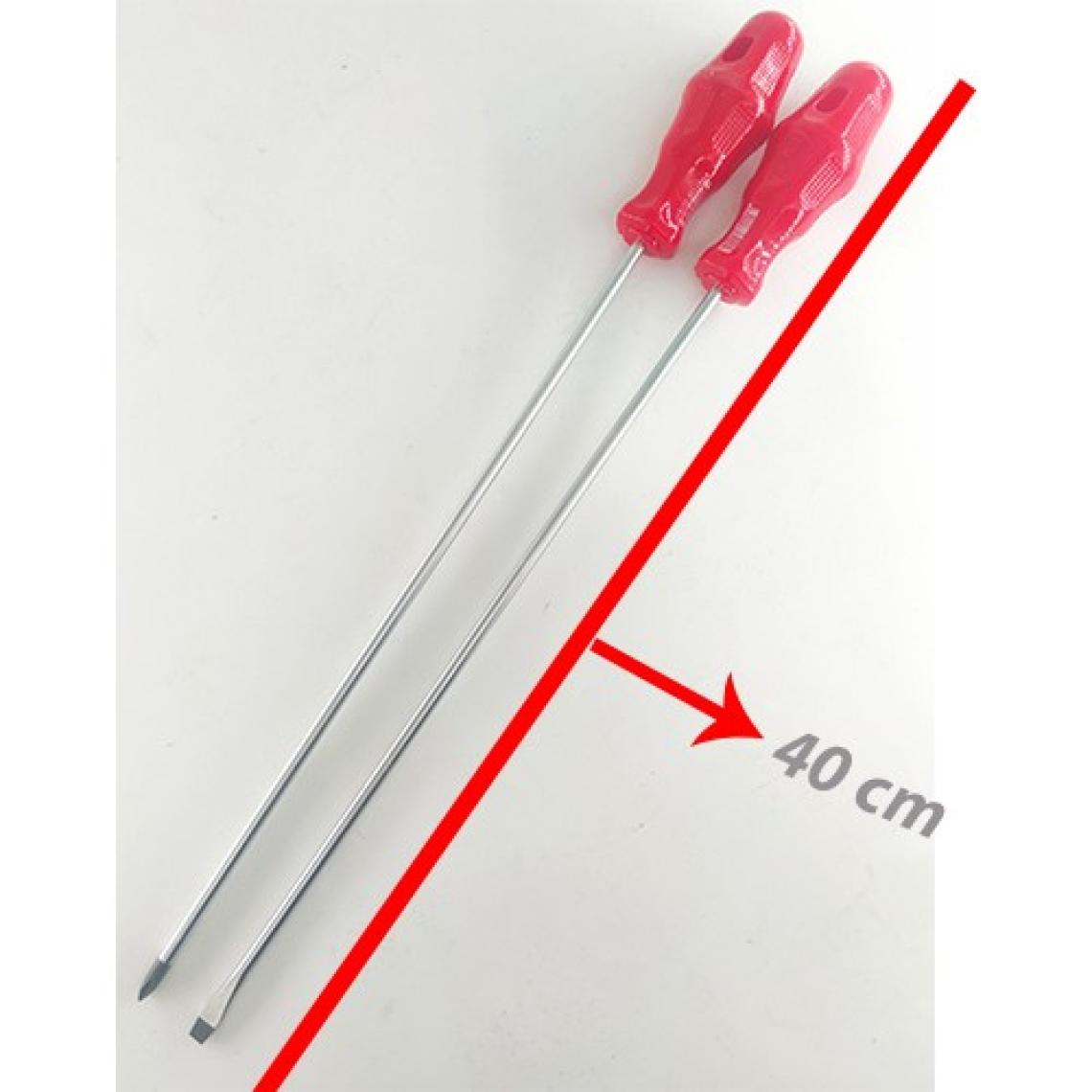 Bay-Tec Düz Yıldız Uzun Şiş Tornavida Profesyonel Ürün Mıknatıslı Uzun 40 cm