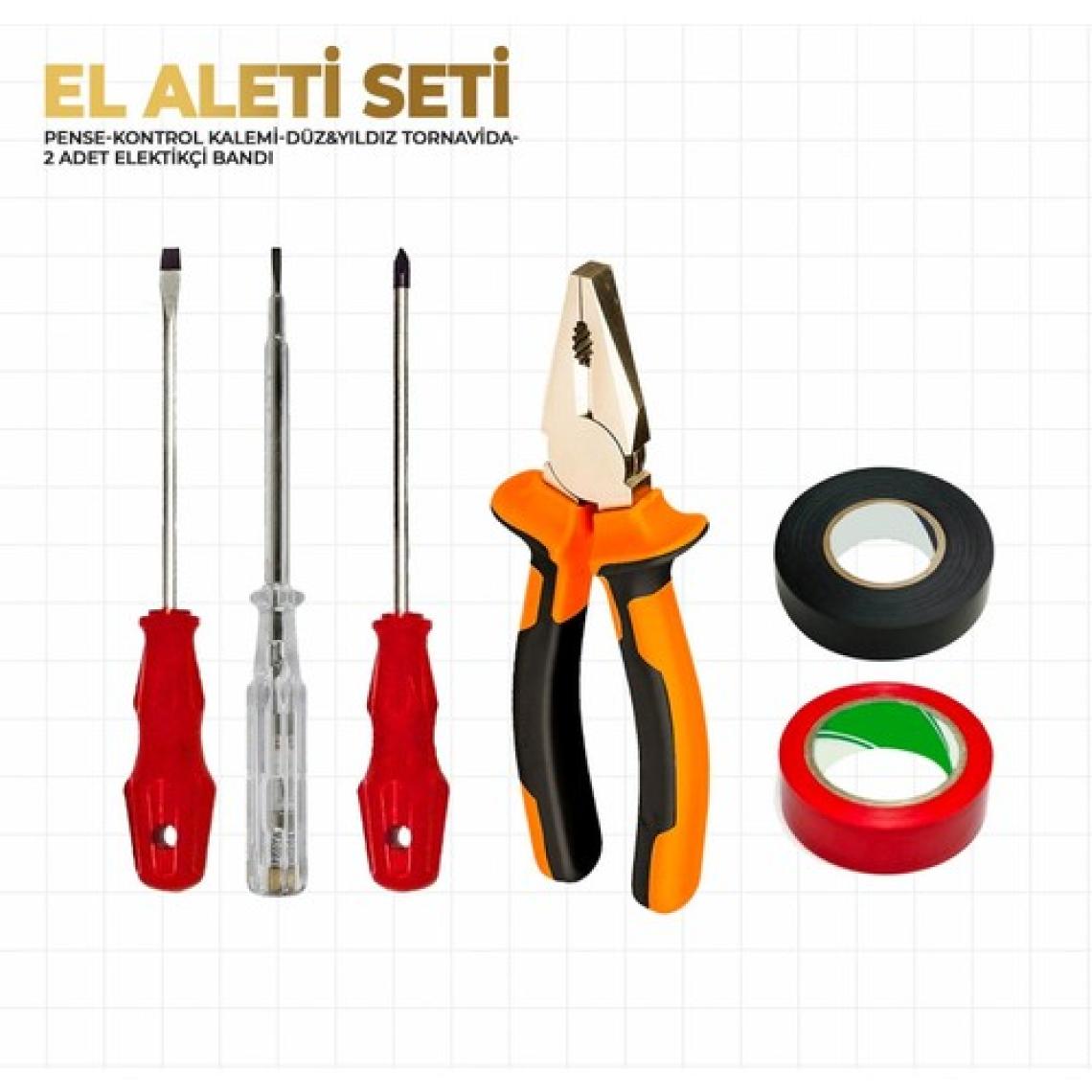 Safa El Aleti Seti- Pense-Kontrolkalemi-Düz&yıldız Tornavida-2 'li Elektirikci Bandı