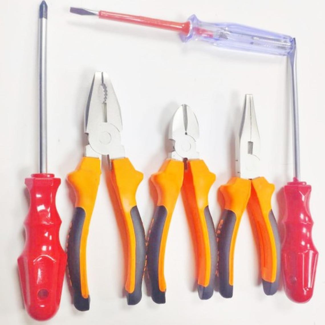 Makro Yapı Pense + Yan Keski + Karga Burun + Düz ve Yıldız Tornavida +Kontrol Kalemi 6'lı Set