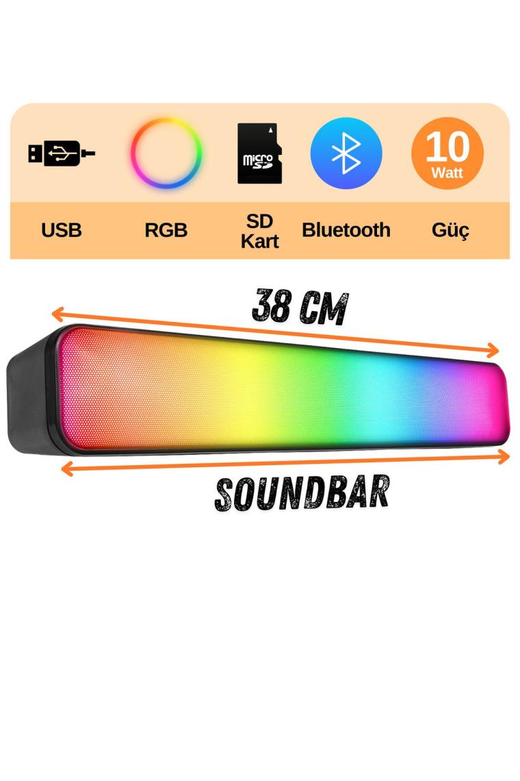 MD-SBT25 Rgb Oyuncu Speaker Soundbar 10WMICROSD Taşınabilir Bluetooth Speaker Bluetooth Hoparlör