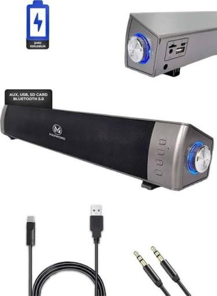 MAXWORD SLC-40USB-BT Şarjlı Soundbar 40 Watt Bluetooth USB Şarjlı (46x7x6 cm)