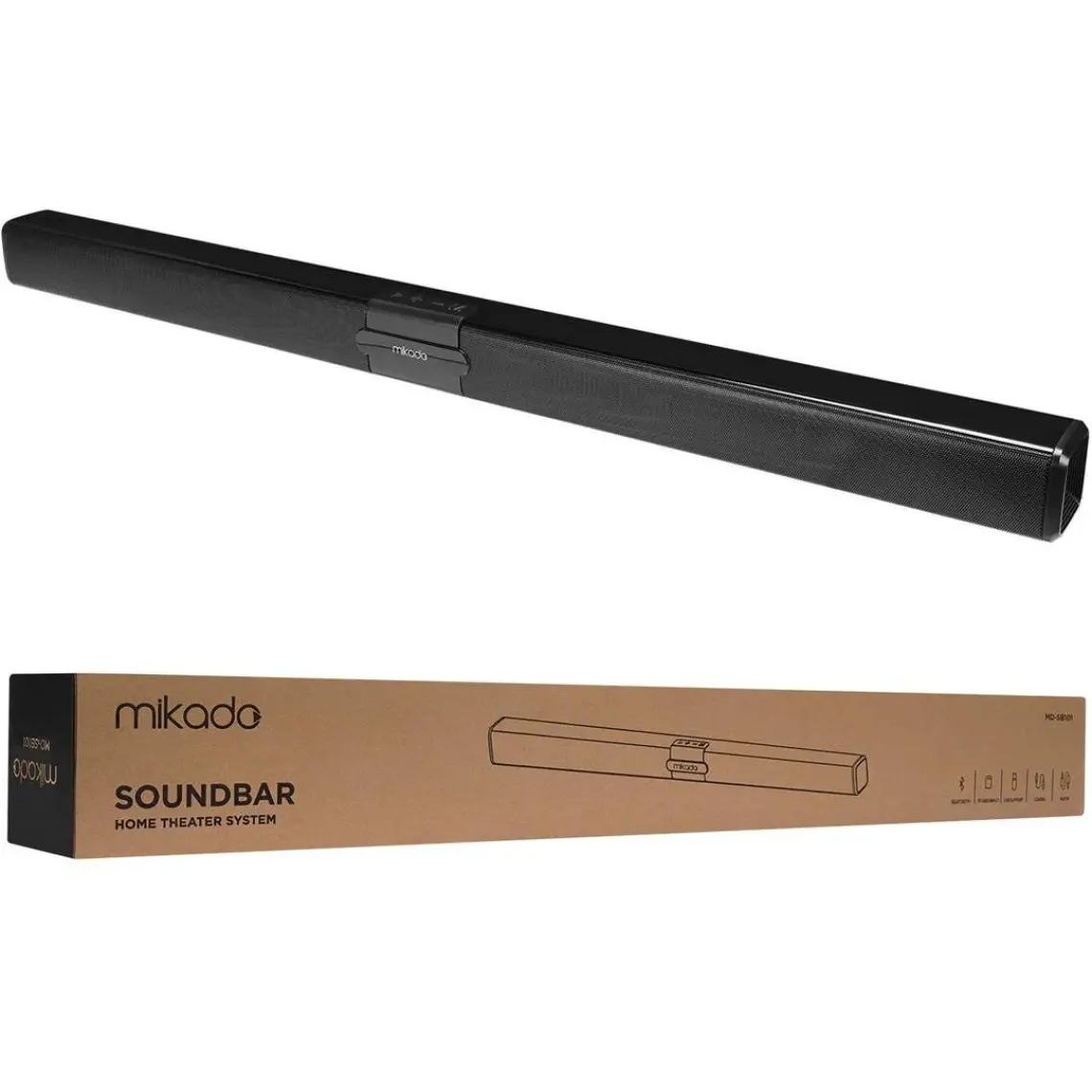 Mikado MD-SB101 Siyah 10WX2 12V/1.5A Bt+Usb+Aux+Tf Kartlı Ev Sinema Soundbar Speaker