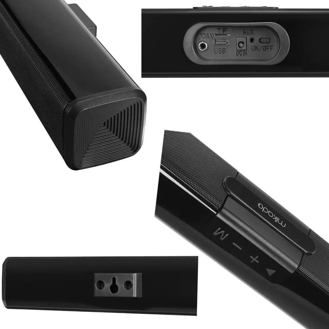 Mikado MD-SB101 Siyah 10WX2 12V/1.5A Bt+Usb+Aux+Tf Kartlı Ev Sinema Soundbar Speaker