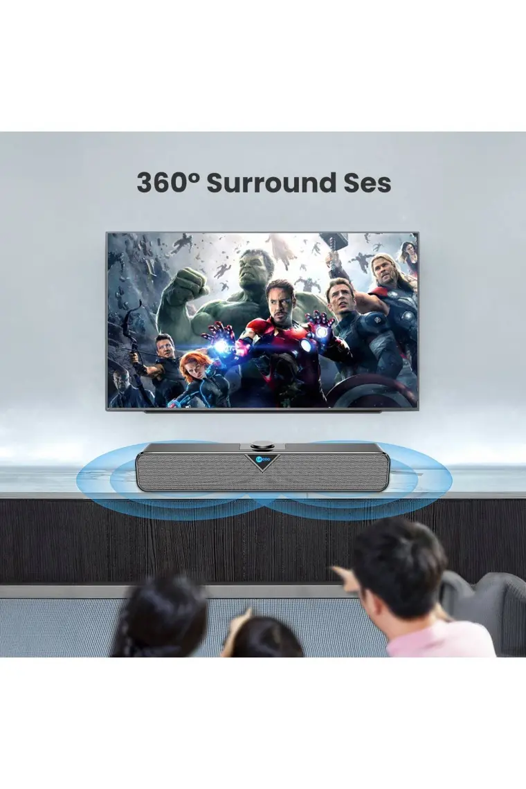 Lecoo DS102 Bluetooth + Kablolu BT/USB/AUX Stereo 6W Soundbar Taşınabilir Hoparlör Siyah