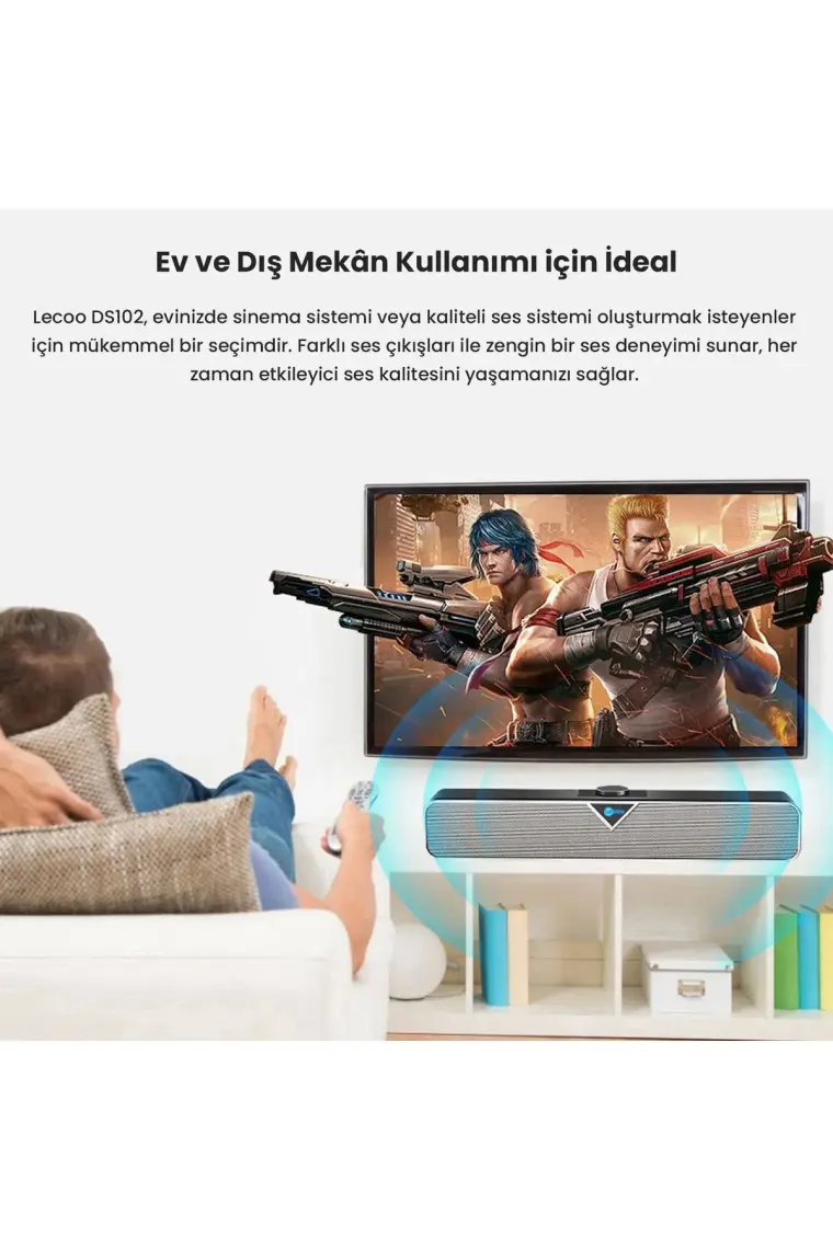 Lecoo DS102 Bluetooth + Kablolu BT/USB/AUX Stereo 6W Soundbar Taşınabilir Hoparlör Siyah