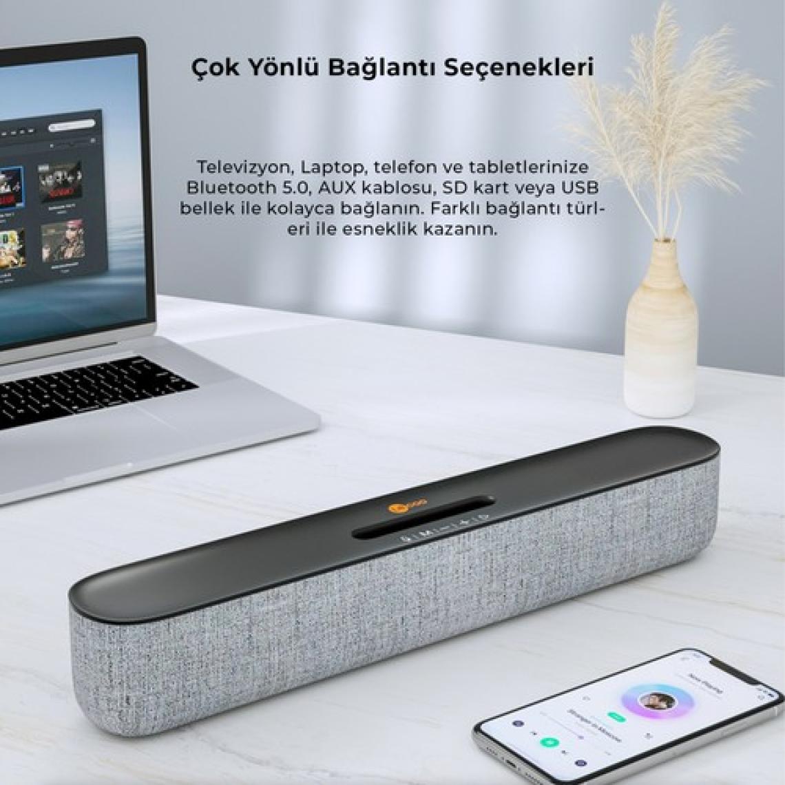 Lecoo DS108 Kablosuz Bluetooth 10W Soundbar Taşınabilir Stereo Hoparlör Siyah