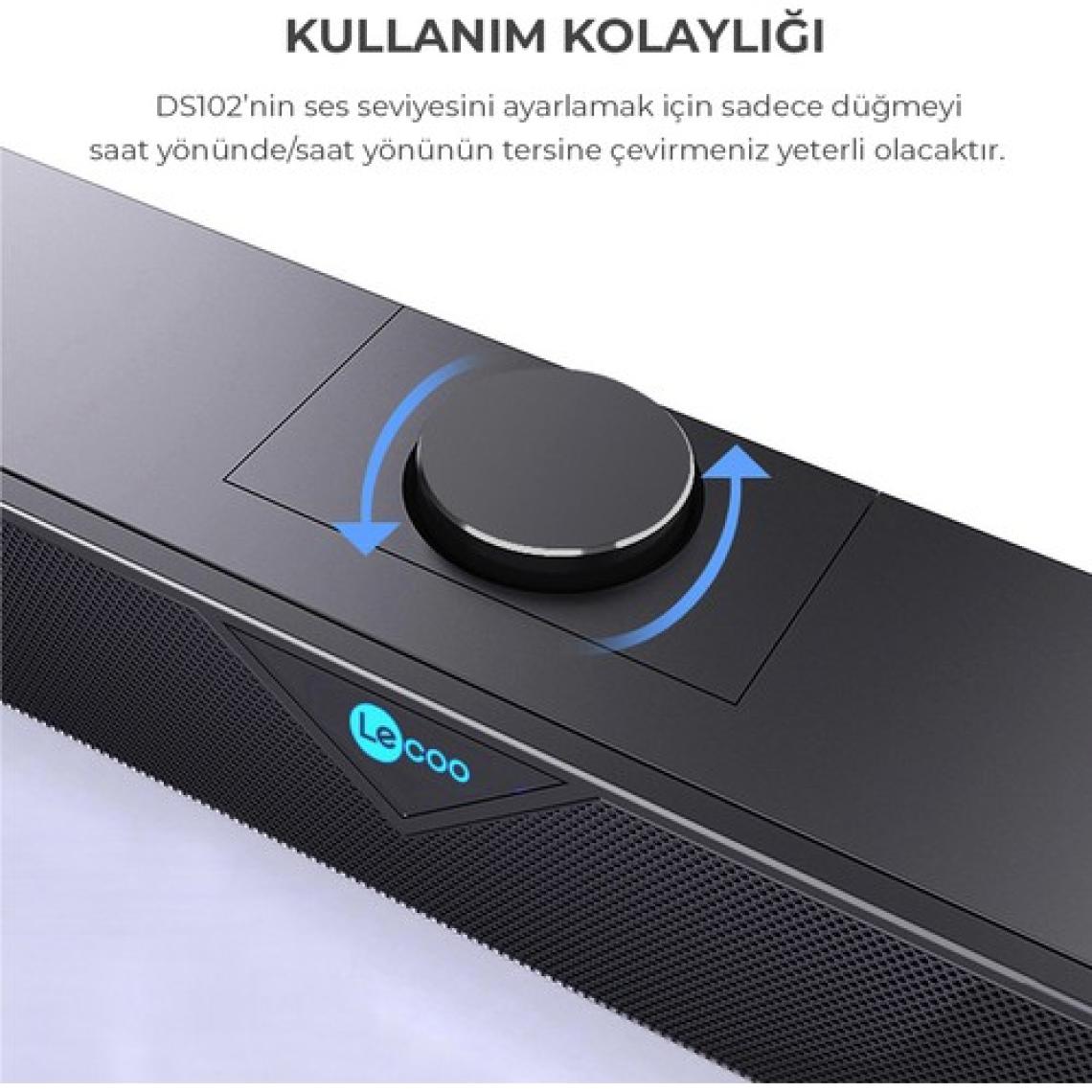 Lecoo DS102 Kablolu USB/AUX 6W Soundbar Taşınabilir Stereo Hoparlör Siyah