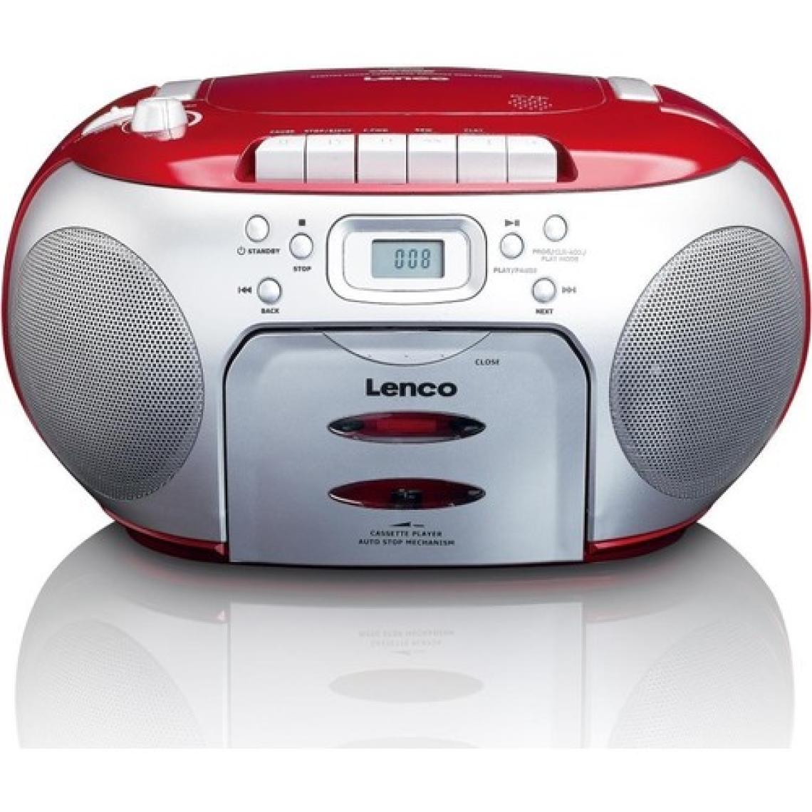Lenco SCD-420 Rd - Taşınabilir Fm Radyo CD Kaset Çalar Kırmızı Gümüş