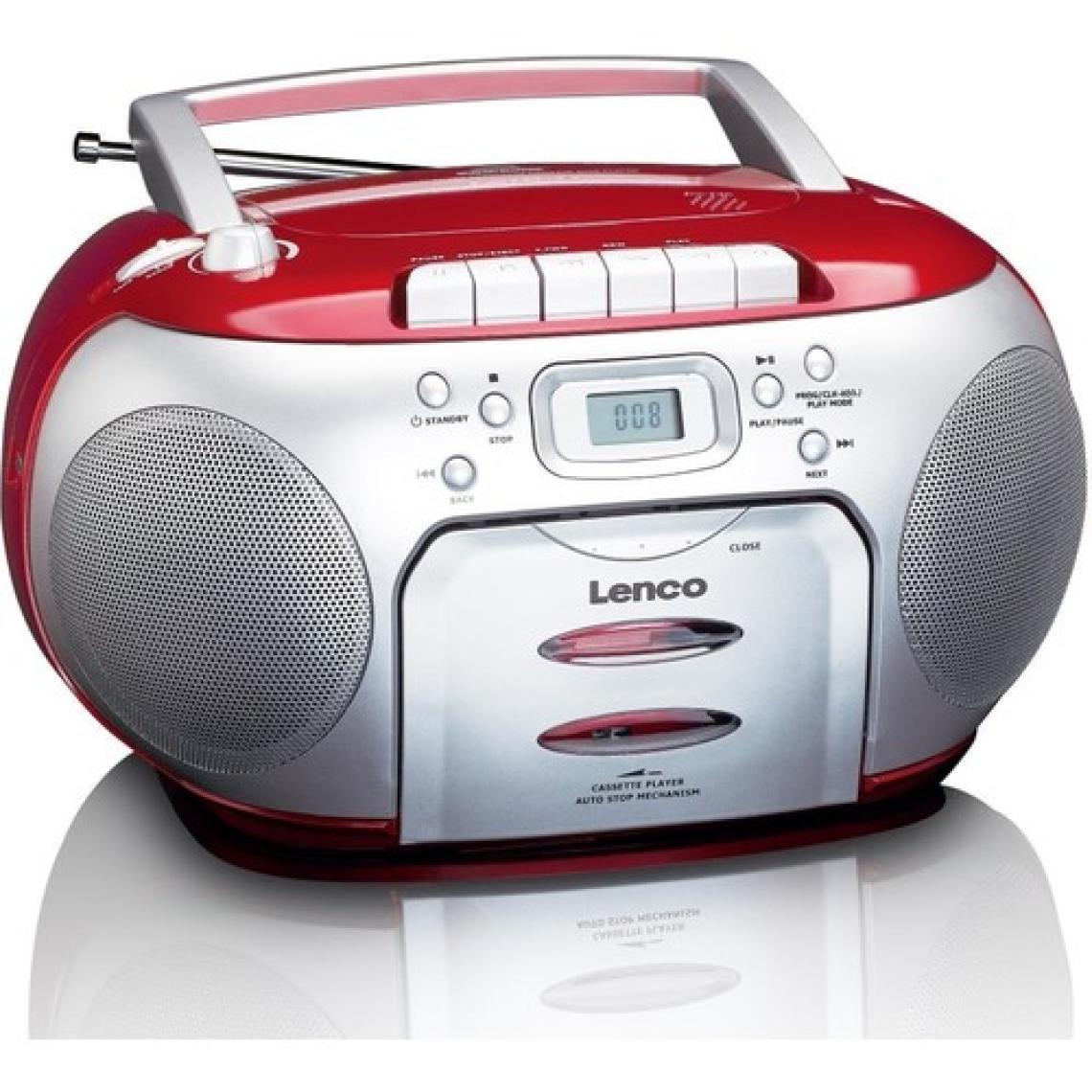 Lenco SCD-420 Rd - Taşınabilir Fm Radyo CD Kaset Çalar Kırmızı Gümüş